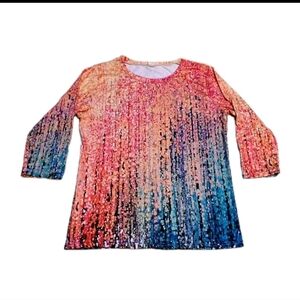 Amazon Unbranded Color Splash 3/4 Sleeve Women's Shirt Size Large